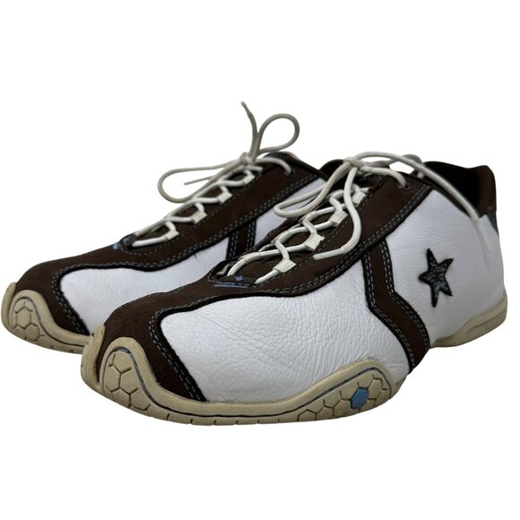 Converse Womens All Star Brown White Leather Lace Up Sneakers 5W445 Size 10 - Picture 3 of 13